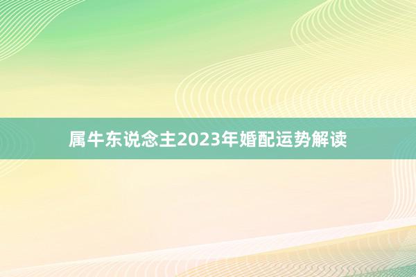 属牛东说念主2023年婚配运势解读